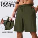MAGCOMSEN Men's Swim Trunks with Compression Liner 9" Quick Dry Beach Shorts with Zipper Pockets (36, Army Green)
