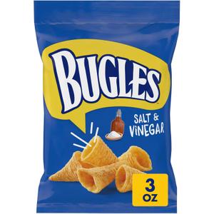 Bugles Salt and Vinegar Crispy Corn Snacks, 3 OZ (3 Ounce (Pack of 1) Best by 02/19/2026