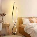 NUR Spiral Floor Lamp, 59" Tall Black LED Modern Standing Floor Lamp with Remote Control, Arched Bright Floor Lamps for Living Room Bedroom Office Home (Spiral Floor Lamp)