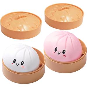 2 Pcs Dumpling Squishy, Mystery Squishy Dumpling Box, Fidget Toys Adults & Teens & Kids, Stocking Stuffers, Sensory Stress Squeeze Toys for Stress Relief (WhitePink)