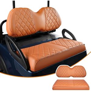 NOKINS Golf Cart Diamond Seat Covers Kit, Fit for Club Car Precedent OEM Standard Front Seat Cushion, Golf Cart Vinyl Seat Cover, No Nails Required (All Brown)