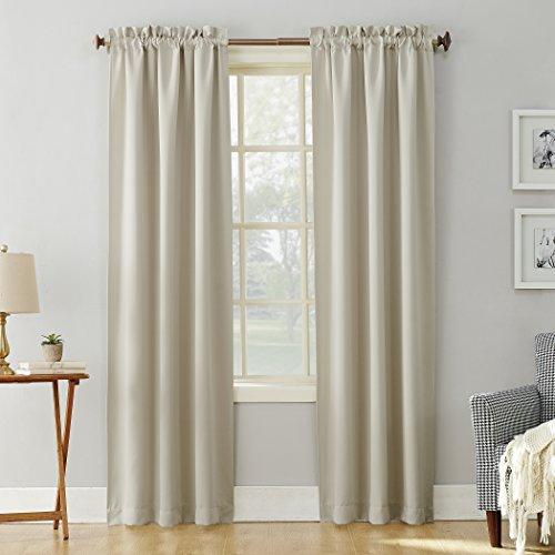 Sun Zero Easton Energy Saving Blackout Rod Pocket Curtain Panel, 40" x 84", Pearl