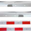 TBOZZ Chrome Straight Spring Loaded Mud Flap Hanger,Round Tube Style,1-1/8" Bolt Spacing,30" Length.with 7 inch Enhanced Spring Inside.with 2pcs Reflective Plate