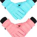 Boao Kids Winter Ski Gloves Waterproof Warm Snow Mittens Full Finger Gloves for Toddlers Infants (1 - 3 Years, Blue, Pink)