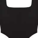 REORIA Womens Trendy Sexy Square Neck Long Sleeve Backless Y2K Going Out Boned Bustier Corset Crop Tops, Large