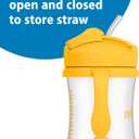 Dr. Brown's Milestones Baby's First Straw Cup, Training Cup with Weighted Straw, 9oz/270mL, Vintage Yellow, BPA Free, 6m+