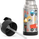 THERMOS FUNTAINER Water Bottle with Straw - 12 Ounce, Construction Site - Kids Stainless Steel Vacuum Insulated Water Bottle with Lid