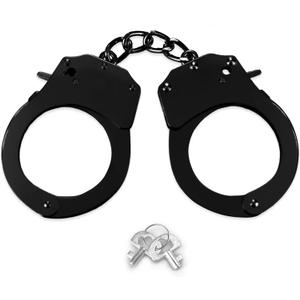 Toy Handcuffs with Keys, Stage Dress Up Accessory for Kids (Black)