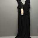 Womens 2025 Formal Dresses Wrap V-Neck Ruched Sexy Bridesmaid Wedding Guest Maxi Dresses (Small, Black)
