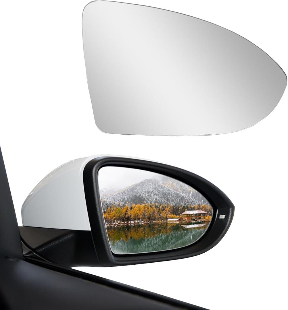 Vrasly Passenger Right Side Heated Mirror Glass Compatible With Volkswagen VW Golf MK7 / 2015-2021 Golf Golf GTI / 2015-2019 Golf R Golf SportWagen / 2017-2019 Golf Alltrack / 2019-2021 Jetta
