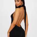 THLAI Sexy Jumpsuit for Women Romper Sleeveless Backless Halter Bodycon Shorts Jumpsuit One Piece Clubwear Night Party Outfit, Small