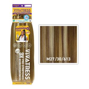 3X VIVATRESS Pre-Stretched Braiding Hair Lightweight, Soft Yaki, Hypoallergenic Synthetic Fiber for Protective Styles (56", 27/30/613 Blend)