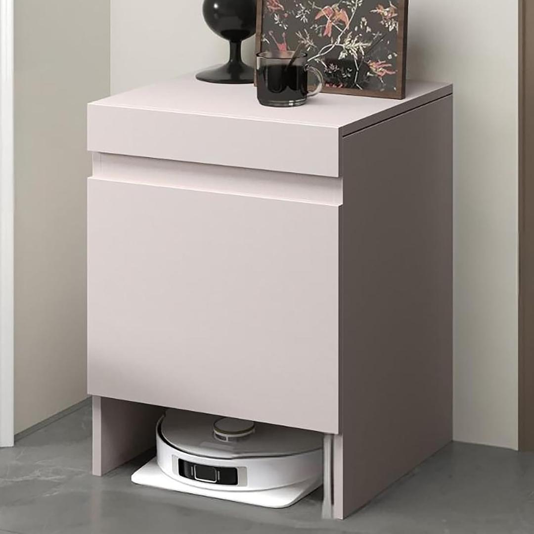 Robot Vacuum Stand Cabinet,Storage Cabinet with Doors for Robot Vacuum Cleaner,End Side Table for Home Office,Wood Freestanding Rack for Living Room Home Office Kitchen(Gray), One Size