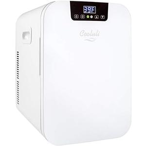 Cooluli 20 Liter Mini Fridge with Temperature Control - White Thermoelectric Cooler and Warmer for Bedroom, Office, Car, Dorm 