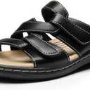 DREAM PAIRS Womens Slides Arch Support Slip on Flat Sandals Comfort Plantar Fasciitis Soft Cushion Slippers With Adjustable Straps (6 Wide, Black)