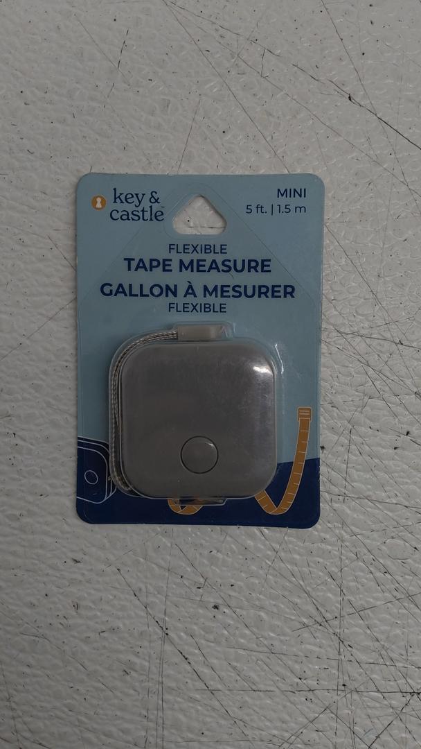 Key & Castle Retractable Push Button Square Measuring Tape Gray 5'