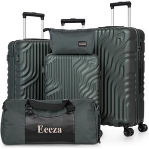 Luggage Sets 5 Piece Suitcase with ABS Hard Shell Lightweight TSA Lock and Double Rotatable Detachable Wheels(Navy,20"/24"/28"/DB/TB) (DarkGreen)