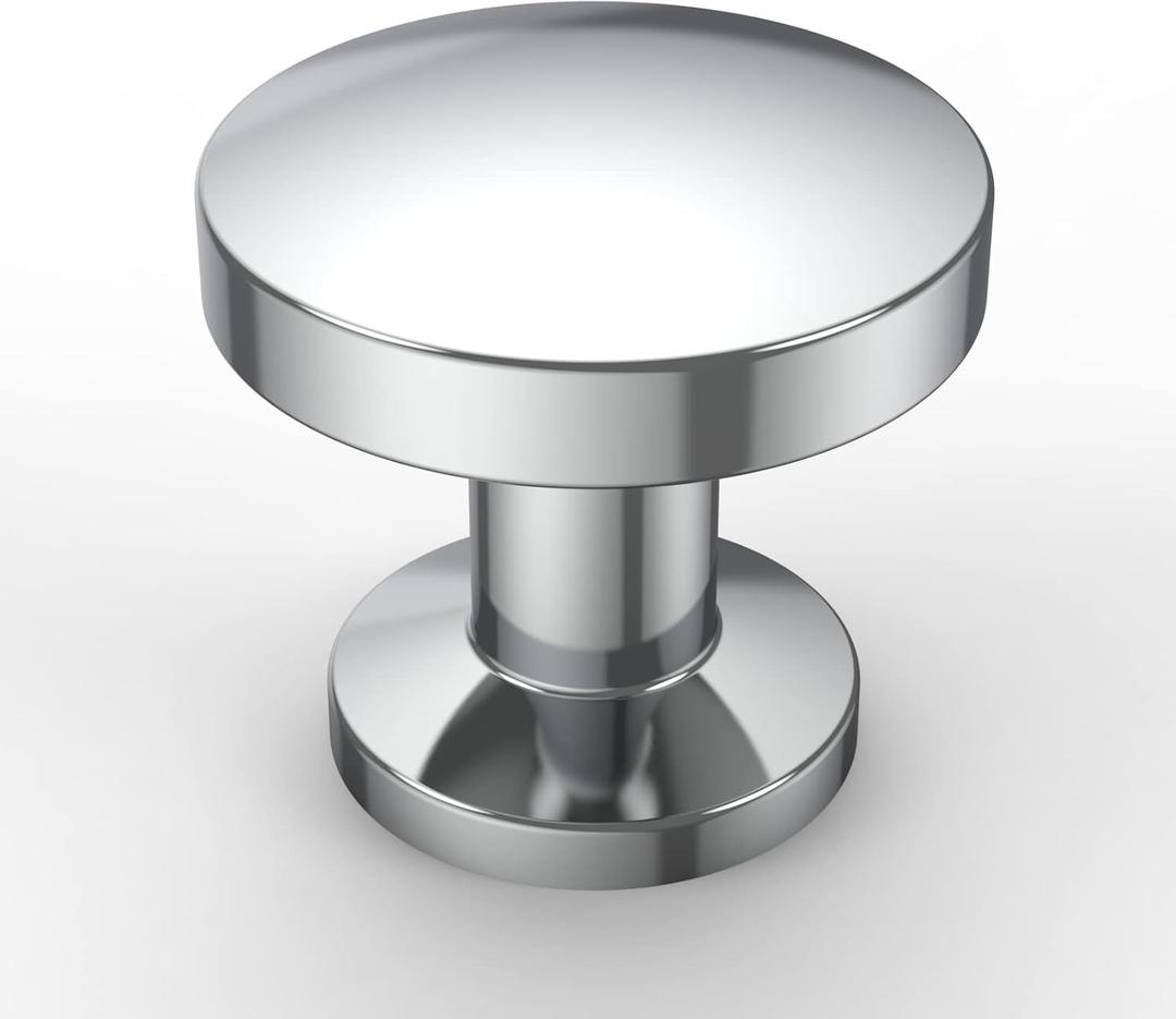 Asidrama 10pcs Polished Chrome Cabinet Knobs, Zinc Material, for Kitchen Cabinets, Drawers, Dressers - 1.2inch Diameter, 28mm Height