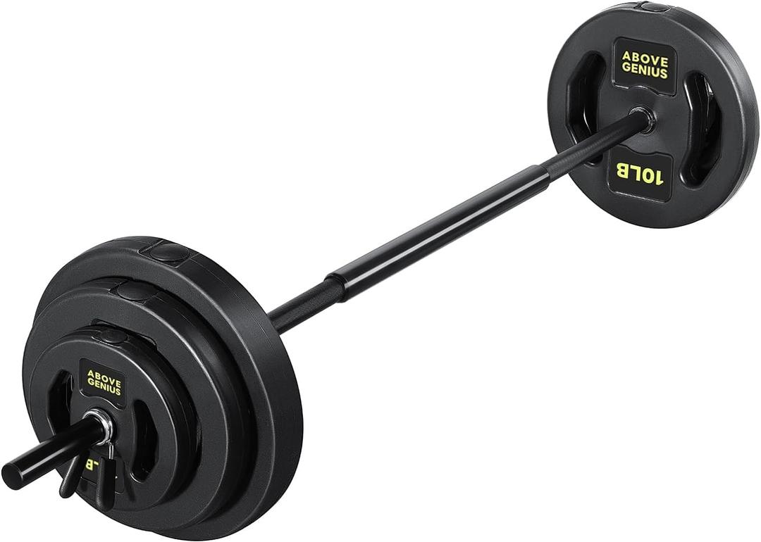 AboveGenius 45 lb Barbell Weight Set, Adjustable Workout Bar