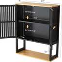 Bathroom Wall Cabinet with Bamboo Doors, 24 x 30 Inch, Black | Above-toilet medicine cabinet with an adjustable shelf, open bottom shelf, and French cleat mount.