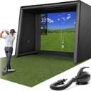 GoSports Commercial Grade Inflatable Golf Simulator Enclosure for Home - 12 x 9 ft Indoor & Outdoor Portable Hitting Cage with Golf Simulator Impact Screen - Includes Electric Pump and Storage Case