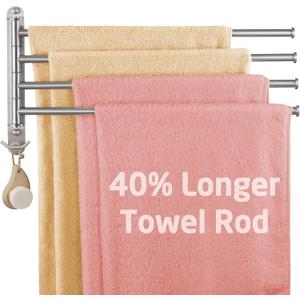 KES Extra Long Swivel Towel Bar 19.5" 4-Arm, Swing Out Towel Rack for Bathroom Wall, Hand Towel Holder for Multiple Towels, SUS304 Stainless Steel Brushed Finish, A2103S4L50-2