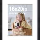 16x20 Black Picture Frame - Wood Frame with Tempered Glass, Displays 11x14 with Mat or 16 x 20 Photo, for Any Wall - Hang Horizontal or Vertical, 1 Pack