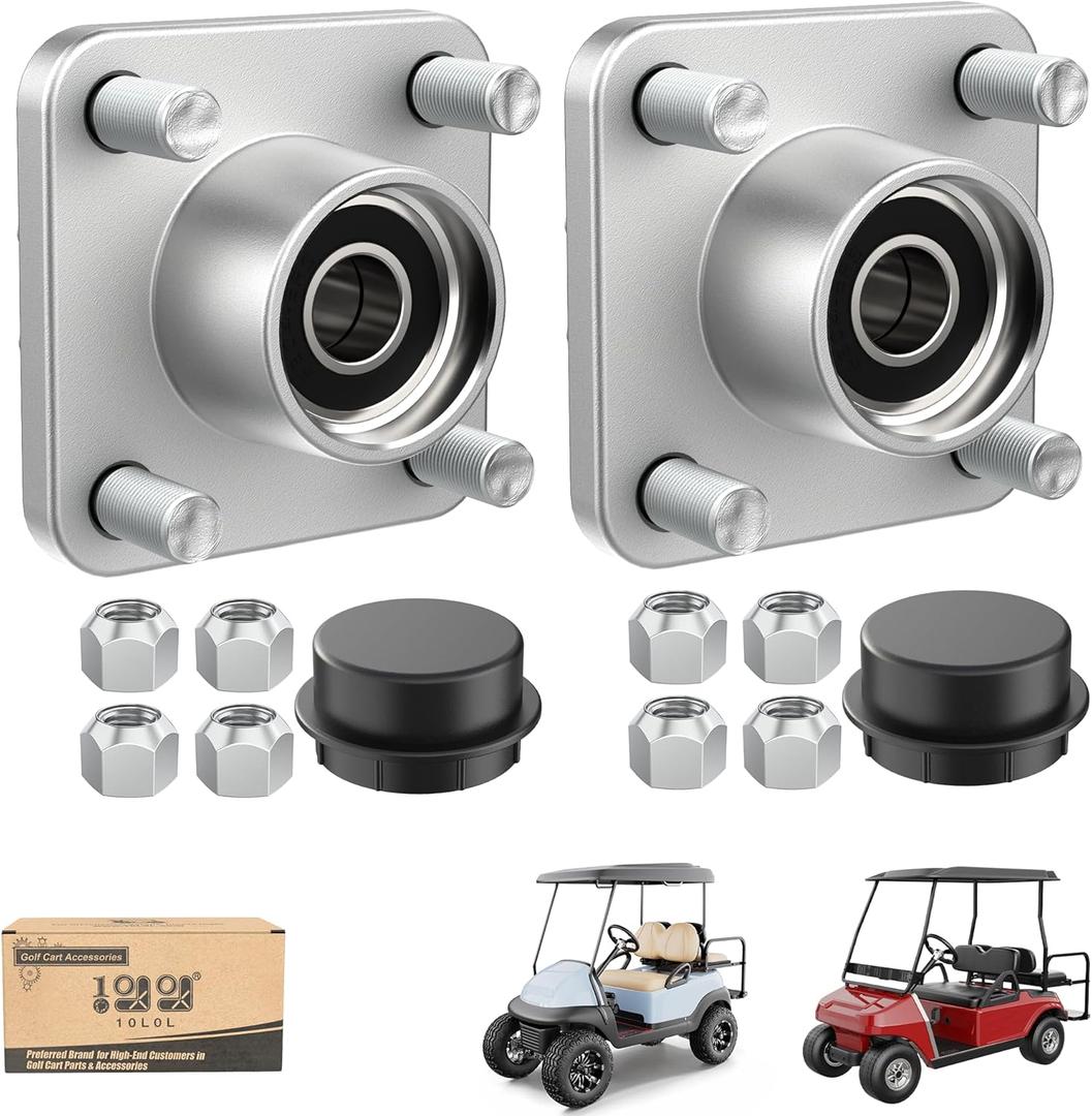 10L0L Golf Cart Front Wheel Hub Assembly 2 Pack for Club Car DS and Precedent 2003-up, Front Hub Replacement Kit 102357701 with Ball Bearing, Oil Seal & Dust Cover