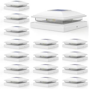 APONUO 16 Pack Solar Post Cap Lights, 2 Modes(Warm/Cool Light) Outdoor Waterproof Fence Post Solar Lights, Solar Powered Garden, Patio, Deck Decor for 4x4, 5x5, 5.5x5.5 Wood & Vinyl Posts, White