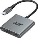 Acer SD 4.0 Card Reader, UHS-II Micro SD Reader USB C, Dual Slot Type C Memory Card Adapter with 100W PD Port for MicroSD SDXC SDHC UHS-II&UHS-I for iPhone 17/16/15, MacBook Neo/Pro/Air, Laptop(Grey)
