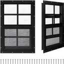 COLORPAPA 2 Pack Shed Windows,24" x 36" Small Sliding Windows,Flush Mount Windows with Tempered Glass and Fiberglass Screen for Shed, Chicken Coop, Playhouse, Household, Garage, Barns (Black)