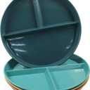 4 Pcs Portion Control Plate, 9" Thickened Divided Plates Microwavable Dishwasher Safe Portion Plates(Orange+Yellow+Blue+Green)