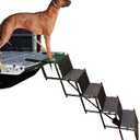 Upgraded Dog Stairs, Metal Frame Foldable Large Dog Step, Lightweight Portable Pet Ladder Ramp for Cars, SUVs and High Bed, 5 Steps