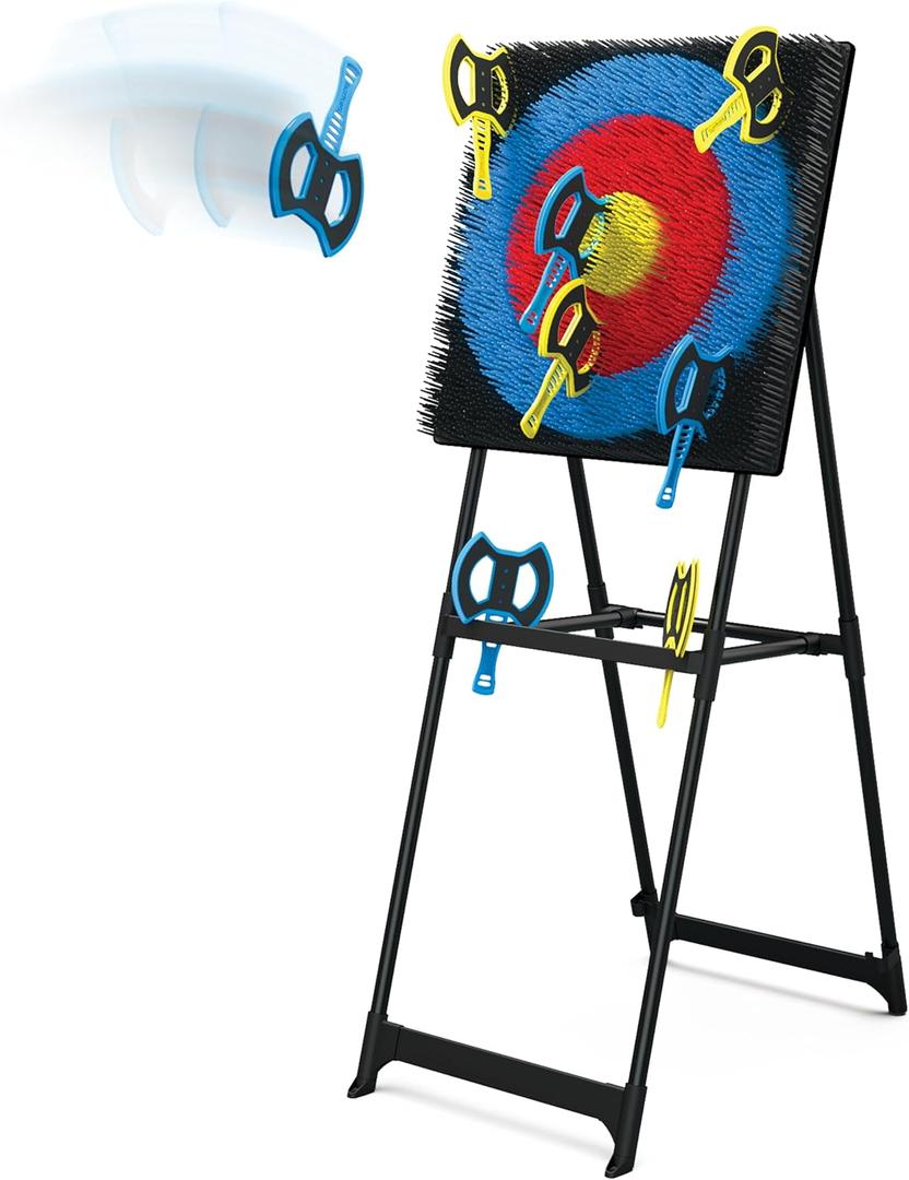 EastPoint Axe Throwing Game Set - 5 ft Tall, Pack of 8 Axes - Unique Bristle Target for Yard Games - Foam Throwing Axes for Safe Lawn Games - Sturdy Alloy Steel Frame for Axe Throwing