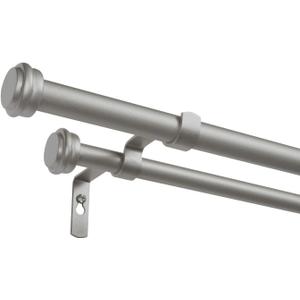 Exclusive Home Curtains Topper Double Curtain Rod and Finial Set, Matte Silver, 36"-72"
