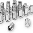 Dynofit 14mmx1.5 Lug Nuts Compatible with Chevy GMC Ford Ram 1500 Aftermarket Wheels, M14x1.5 Chrome Tuner Wheel Nuts fit Silvarado Sierra F150, One Piece Design Skinny Closed End Nuts (24pcs)