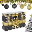 101 Pcs Christmas Ball Ornaments Set - Hanging Ornaments for Xmas Tree Decoration Bulk, Shatterproof Decorative Hanging Baubles for Party Holiday Wreath Garland Home Dcor (Gold+Black)