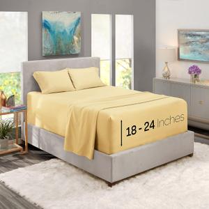 Nestl King Size Sheet Set, 4 Piece Extra Deep Pocket (18-24 inches), Microfiber, Hotel Luxury, Soft, Breathable, Wrinkle-Free, Easy to Care, Vanilla Yellow