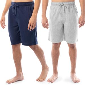 Fruit of the Loom Men's 2-Pack Jersey Knit Sleep Pajama Shorts (XX-Large, Navy/Light Grey Heather)
