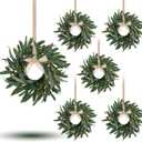 6 Pcs Artificial Green Olive Wreaths Greenery Wreath with Olive Leaves Mini Green Kitchen Cabinet Wreaths Swag Spring Summer Wreath for Front Door Porch Wall Window Farmhouse Wedding Decoration