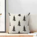CXMEIFLY Christmas Pillow Covers 16x16 Inch Set of 2 Cream Black Christmas Tree Decor Throw Pillows Winter Xmas Holiday Outdoor Cushion Cases for Couch Bed Decorations