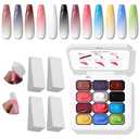 Sponge Pat Gel Nail Polish Palette, 12 Colors Blending Ombre Gel Polish Gradient Painting Nails Art, No Wipe, UV/LED Cured (12 Colors D)
