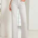 Sidefeel Women's Wide Leg Jeans High Waisted Tummy Control Stretchy Pockets Front Straight Leg Jeans, 10