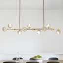 47" Linear Crystal Chandelier, 12 Lights Island Lighting Fixture for Kitchen, Brushed Nickel Modern Chandelier with Crystal Shades for Dining Room