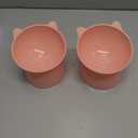 Zhehao 2 Pieces Plastic Raised Bowl Tilted 15 Degrees Elevated Cat Food and Water Bowls Set Anti Vomit Dog Kitten Food Dishes Pet for Cats and Small Dogs (Cat Ears,Peach)