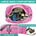 Dimayar 65L Travel Duffle Bag for Men Women - Foldable Duffel Bag with Shoes Compartment - Overnight Bags Waterproof & Tear Resistant(Rouge Pink)