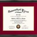 GraduationMall 11x14 Diploma Frame with Red over Gold Mat or Display 15x18 Certificate without Mat,Solid Wood & UV Protection Acrylic,Glossy Black Finish with Gold Trim