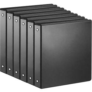 SUIN 1-inch 3 Ring Binder with 2 Interior Pockets, 1''Durable Binders Holds US Letter Size 8.5'' x 11'' Paper - Versatile Binders for Office, Home, and School Use, 6 Pack Black