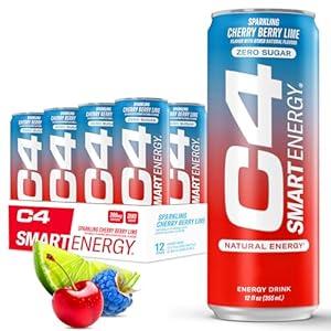 Cellucor C4 Smart Energy Drink - Sugar Free Performance Fuel & Nootropic Brain Booster, Coffee Substitute or Alternative | Cherry Berry Lime 12 Oz - 12 Pack BB: 06/2026
