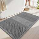 AMOAMI Waffle Bath-Mat, Super Absorbent Bath Mats for Bathroom, Boho Bathroom Rugs Non Slip Washable, Ultra Soft Bathroom-Mat with Tassels Bath Rugs for Floor Mat, 20" X 32" Grey